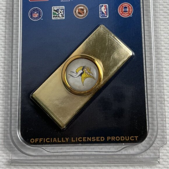 Minnesota Vikings Money Clip 24Kt Gold Plated Solid Brass NFL By Tag Express NEW - Picture 2 of 5